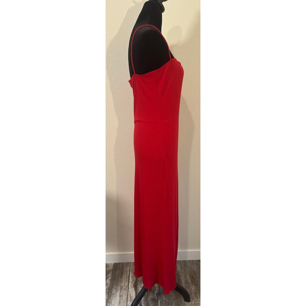 Reformation Formosa Ruched Ribbed Stretch Midi Dress In Red Size XL - Picture 6 of 9